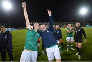 1 September 2022; Diane Caldwell, left, and Amber Barrett of Republic of Ireland celebrate after the FIFA Women's World Cup 2023 qualifier match between Republic of Ireland and Finland at Tallaght Stadium in Dublin. Photo by Stephen McCarthy/Sportsfile