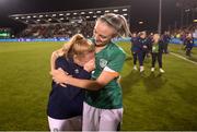 1 September 2022; Louise Quinn, right, and Amber Barrett of Republic of Ireland after the FIFA Women's World Cup 2023 qualifier match between Republic of Ireland and Finland at Tallaght Stadium in Dublin. Photo by Stephen McCarthy/Sportsfile