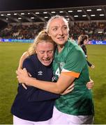1 September 2022; Louise Quinn, right, and Amber Barrett of Republic of Ireland after the FIFA Women's World Cup 2023 qualifier match between Republic of Ireland and Finland at Tallaght Stadium in Dublin. Photo by Stephen McCarthy/Sportsfile