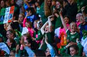 1 September 2022; Republic of Ireland supporters celebrate their side's first goal, scored by Lily Agg, during the FIFA Women's World Cup 2023 qualifier match between Republic of Ireland and Finland at Tallaght Stadium in Dublin. Photo by Eóin Noonan/Sportsfile