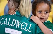 1 September 2022; Diane Caldwell of Republic of Ireland and her niece Farrah Abdou Bacar after the FIFA Women's World Cup 2023 qualifier match between Republic of Ireland and Finland at Tallaght Stadium in Dublin. Photo by Stephen McCarthy/Sportsfile