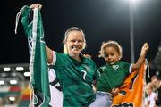 1 September 2022; Diane Caldwell of Republic of Ireland and her niece Farrah Abdou Bacar after the FIFA Women's World Cup 2023 qualifier match between Republic of Ireland and Finland at Tallaght Stadium in Dublin. Photo by Stephen McCarthy/Sportsfile