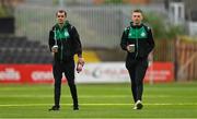 2 September 2022; Sean Kavanagh, left, and Andy Lyons of Shamrock Rovers arrive before the SSE Airtricity League Premier Division match between Bohemians and Shamrock Rovers at Dalymount Park in Dublin. Photo by Seb Daly/Sportsfile