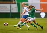 1 September 2022; Eveliina Summanen of Finland in action against Heather Payne and Ruesha Littlejohn of Republic of Ireland during the FIFA Women's World Cup 2023 qualifier match between Republic of Ireland and Finland at Tallaght Stadium in Dublin. Photo by Seb Daly/Sportsfile
