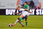 1 September 2022; Emma Koivisto of Finland in action against Katie McCabe of Republic of Ireland during the FIFA Women's World Cup 2023 qualifier match between Republic of Ireland and Finland at Tallaght Stadium in Dublin. Photo by Seb Daly/Sportsfile