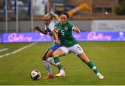 1 September 2022; Megan Campbell of Republic of Ireland in action against Emma Koivisto of Finland during the FIFA Women's World Cup 2023 qualifier match between Republic of Ireland and Finland at Tallaght Stadium in Dublin. Photo by Seb Daly/Sportsfile