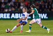 1 September 2022; Emma Koivisto of Finland in action against Lucy Quinn of Republic of Ireland during the FIFA Women's World Cup 2023 qualifier match between Republic of Ireland and Finland at Tallaght Stadium in Dublin. Photo by Seb Daly/Sportsfile