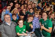 1 September 2022; Megan Campbell of Republic of Ireland with supporters after the FIFA Women's World Cup 2023 qualifier match between Republic of Ireland and Finland at Tallaght Stadium in Dublin. Photo by Seb Daly/Sportsfile