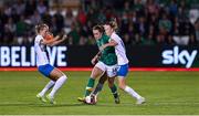 1 September 2022; Heather Payne of Republic of Ireland in action against Ria Öling, left, and Sanni Franssi of Finland during the FIFA Women's World Cup 2023 qualifier match between Republic of Ireland and Finland at Tallaght Stadium in Dublin. Photo by Seb Daly/Sportsfile