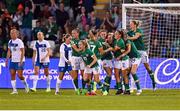 1 September 2022; Lily Agg of Republic of Ireland, centre, celebrates with teammates after scoring their side's first goal during the FIFA Women's World Cup 2023 qualifier match between Republic of Ireland and Finland at Tallaght Stadium in Dublin. Photo by Seb Daly/Sportsfile