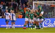 1 September 2022; Lily Agg of Republic of Ireland, hidden, celebrates with teammates after scoring their side's first goal during the FIFA Women's World Cup 2023 qualifier match between Republic of Ireland and Finland at Tallaght Stadium in Dublin. Photo by Seb Daly/Sportsfile