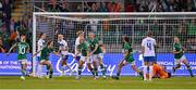 1 September 2022; Lily Agg of Republic of Ireland, 12, celebrates with teammates after scoring their side's first goal during the FIFA Women's World Cup 2023 qualifier match between Republic of Ireland and Finland at Tallaght Stadium in Dublin. Photo by Seb Daly/Sportsfile