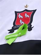 2 September 2022; A detailed view of a ribbon representing the See Change Mental Health orginisation before the SSE Airtricity League Premier Division match between Dundalk and Shelbourne at Casey's Field in Dundalk, Louth. Photo by Ben McShane/Sportsfile
