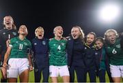 1 September 2022; Republic of Ireland manager Vera Pauw, captain Katie McCabe, 11, and team-mates celebrate after the FIFA Women's World Cup 2023 qualifier match between Republic of Ireland and Finland at Tallaght Stadium in Dublin. Photo by Stephen McCarthy/Sportsfile