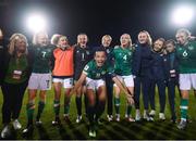 1 September 2022; Katie McCabe of Republic of Ireland celebrates with team-mates and staff after the FIFA Women's World Cup 2023 qualifier match between Republic of Ireland and Finland at Tallaght Stadium in Dublin. Photo by Stephen McCarthy/Sportsfile