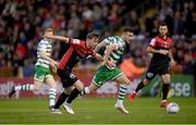 2 September 2022; Aaron Greene of Shamrock Rovers in action against Conor Levingston of Bohemians during the SSE Airtricity League Premier Division match between Bohemians and Shamrock Rovers at Dalymount Park in Dublin. Photo by Stephen McCarthy/Sportsfile