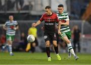 2 September 2022; Liam Burt of Bohemians in action against Gary O'Neill of Shamrock Rovers during the SSE Airtricity League Premier Division match between Bohemians and Shamrock Rovers at Dalymount Park in Dublin. Photo by Seb Daly/Sportsfile