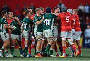 2 September 2022; Players tussle during the pre-season friendly match between Munster and London Irish at Musgrave Park in Cork. Photo by Piaras Ó Mídheach/Sportsfile