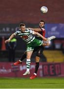 2 September 2022; Andy Lyons of Shamrock Rovers in action against Jordan Doherty of Bohemians during the SSE Airtricity League Premier Division match between Bohemians and Shamrock Rovers at Dalymount Park in Dublin. Photo by Seb Daly/Sportsfile
