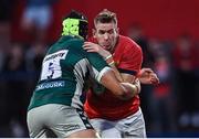 2 September 2022; Chris Farrell of Munster in action against Adam Coleman of London Irish during the pre-season friendly match between Munster and London Irish at Musgrave Park in Cork. Photo by Piaras Ó Mídheach/Sportsfile