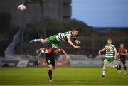 2 September 2022; Ronan Finn of Shamrock Rovers in action against Tyreke Wilson of Bohemians during the SSE Airtricity League Premier Division match between Bohemians and Shamrock Rovers at Dalymount Park in Dublin. Photo by Stephen McCarthy/Sportsfile