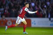 2 September 2022; Anto Breslin of St Patrick's Athletic celebrates after scoring his side's second goal during the SSE Airtricity League Premier Division match between St Patrick's Athletic and Finn Harps at Richmond Park in Dublin. Photo by Eóin Noonan/Sportsfile