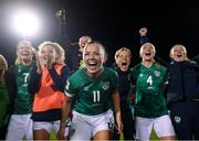 1 September 2022; Katie McCabe of Republic of Ireland, team-mates and staff celebrate after the FIFA Women's World Cup 2023 qualifier match between Republic of Ireland and Finland at Tallaght Stadium in Dublin. Photo by Stephen McCarthy/Sportsfile