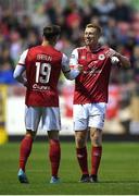 2 September 2022; Anto Breslin of St Patrick's Athletic, celebrates with teammate Eoin Doyle after scoring his side's second goal during the SSE Airtricity League Premier Division match between St Patrick's Athletic and Finn Harps at Richmond Park in Dublin. Photo by Tyler Miller/Sportsfile