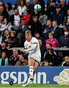 2 September 2022; Jake Flannery of Ulster kicks a conversion during the Pre-Season friendly match between Ulster and Exeter Chiefs at Kingspan Stadium in Belfast. Photo by John Dickson /Sportsfile