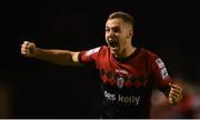 2 September 2022; Liam Burt of Bohemians celebrates after scoring his side's first goal during the SSE Airtricity League Premier Division match between Bohemians and Shamrock Rovers at Dalymount Park in Dublin. Photo by Stephen McCarthy/Sportsfile