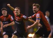 2 September 2022; Liam Burt of Bohemians celebrates after scoring his side's first goal during the SSE Airtricity League Premier Division match between Bohemians and Shamrock Rovers at Dalymount Park in Dublin. Photo by Stephen McCarthy/Sportsfile