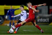 2 September 2022; Alfie Lewis of Dundalk in action against Gavin Molloy of Shelbourne during the SSE Airtricity League Premier Division match between Dundalk and Shelbourne at Casey's Field in Dundalk, Louth. Photo by Ben McShane/Sportsfile