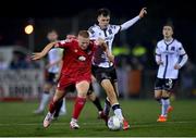 2 September 2022; Gavin Molloy of Shelbourne in action against Steven Bradley of Dundalk during the SSE Airtricity League Premier Division match between Dundalk and Shelbourne at Casey's Field in Dundalk, Louth. Photo by Ben McShane/Sportsfile