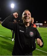 2 September 2022; Bohemians interim manager Derek Pender celebrates after his side's victory during the SSE Airtricity League Premier Division match between Bohemians and Shamrock Rovers at Dalymount Park in Dublin. Photo by Seb Daly/Sportsfile