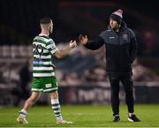 2 September 2022; Bohemians performance coach Philip McMahon and Jack Byrne of Shamrock Rovers after the SSE Airtricity League Premier Division match between Bohemians and Shamrock Rovers at Dalymount Park in Dublin. Photo by Stephen McCarthy/Sportsfile