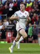 2 September 2022; Shea O'Brien of Ulster on his way to scoring a try during the Pre-Season friendly match between Ulster and Exeter Chiefs at Kingspan Stadium in Belfast. Photo by John Dickson /Sportsfile