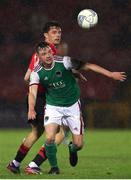 2 September 2022; Cian Murphy of Cork City in action against Brandon McCann of Longford Town during the SSE Airtricity League First Division match between Cork City and Longford Town at Turners Cross in Cork. Photo by Michael P Ryan/Sportsfile