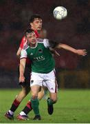 2 September 2022; Cian Murphy of Cork City in action against Brandon McCann of Longford Town during the SSE Airtricity League First Division match between Cork City and Longford Town at Turners Cross in Cork. Photo by Michael P Ryan/Sportsfile