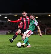 2 September 2022; James Doona of Cork City in action against Shane Elworthy of Longford Town during the SSE Airtricity League First Division match between Cork City and Longford Town at Turners Cross in Cork. Photo by Michael P Ryan/Sportsfile
