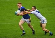 3 September 2022; Rob Shaw of Castleknock in action against James Hanratty of Round Towers Lusk during the Dublin County Senior Club Football Championship Group 4 match between Castleknock and Round Towers Lusk at Parnell Park in Dublin. Photo by Eóin Noonan/Sportsfile