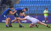 3 September 2022; Alex Mullan of Leinster is tackled by Fraser Cunningham of Ulster during the U18 Schools Age-Grade Interprovincial Series match between Leinster and Ulster at Energia Park in Dublin. Photo by Ben McShane/Sportsfile