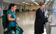 4 September 2022; Jess Ziu at Dublin Airport ahead of the team's chartered flight to Bratislava for their FIFA Women's World Cup 2023 Qualifier against Slovakia, at Senec, on Tuesday next. Photo by Stephen McCarthy/Sportsfile