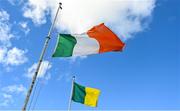 4 September 2022; The tri-colour flies at half-mast, alongside the club flag of Clonoulty-Rossmore, in honour of the late Clonoulty-Rossmore GAA and Tipperary inter-county hurler Dillon Quirke, who passed away on August 5th 2022, before the Tipperary County Senior Club Hurling Championship Round 2 match between Clonoulty-Rossmore and Kilruane MacDonaghs in Templetuohy, Tipperary. Photo by Seb Daly/Sportsfile