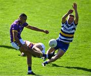 4 September 2022; Craig Dias of Kilmacud Crokes shoots under pressure from Fintan Dignam of Templeogue Synge Street during the Dublin County Senior Club Football Championship Group 1 match between Kilmacud Crokes and Templeogue Synge Street at Parnell Park in Dublin. Photo by Piaras Ó Mídheach/Sportsfile