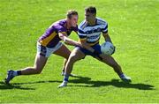 4 September 2022; Barra Dignam of Templeogue Synge Street in action against Shane Cunningham of Kilmacud Crokes during the Dublin County Senior Club Football Championship Group 1 match between Kilmacud Crokes and Templeogue Synge Street at Parnell Park in Dublin. Photo by Piaras Ó Mídheach/Sportsfile