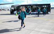 4 September 2022; Leanne Kiernan of Republic of Ireland at Dublin Airport ahead of the team's chartered flight to Bratislava for their FIFA Women's World Cup 2023 Qualifier against Slovakia, at Senec, on Tuesday next. Photo by Stephen McCarthy/Sportsfile