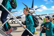 4 September 2022; Saoirse Noonan at Dublin Airport ahead of the team's chartered flight to Bratislava for their FIFA Women's World Cup 2023 Qualifier against Slovakia, at Senec, on Tuesday next. Photo by Stephen McCarthy/Sportsfile
