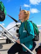 4 September 2022; Amber Barrett at Dublin Airport ahead of the team's chartered flight to Bratislava for their FIFA Women's World Cup 2023 Qualifier against Slovakia, at Senec, on Tuesday next. Photo by Stephen McCarthy/Sportsfile