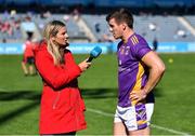 4 September 2022; Shane Walsh of Kilmacud Crokes is interviewed by Marie Crowe of RTÉ after his side's victory in the Dublin County Senior Club Football Championship Group 1 match between Kilmacud Crokes and Templeogue Synge Street at Parnell Park in Dublin. Photo by Piaras Ó Mídheach/Sportsfile