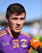 4 September 2022; Shane Walsh of Kilmacud Crokes is interviewed by TG4 after his side's victory in the Dublin County Senior Club Football Championship Group 1 match between Kilmacud Crokes and Templeogue Synge Street at Parnell Park in Dublin. Photo by Piaras Ó Mídheach/Sportsfile